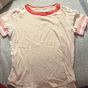Free People Peach Tee with Red Trim